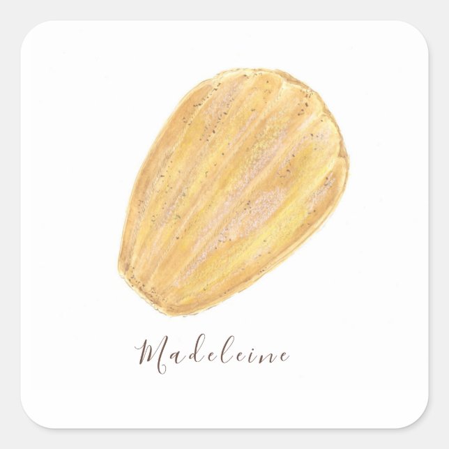 Madeleine Wasserfarbe Quadratischer Aufkleber (Vorderseite)