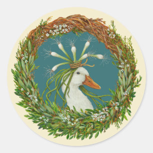 Madeline die Ente in Kranzklebern Runder Aufkleber