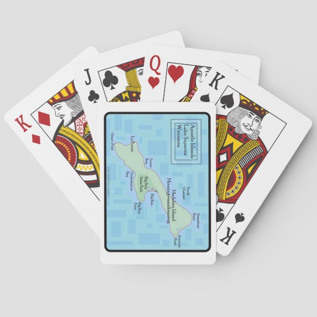 Madeline Island Teal Playing Cards Spielkarten (Rückseite)