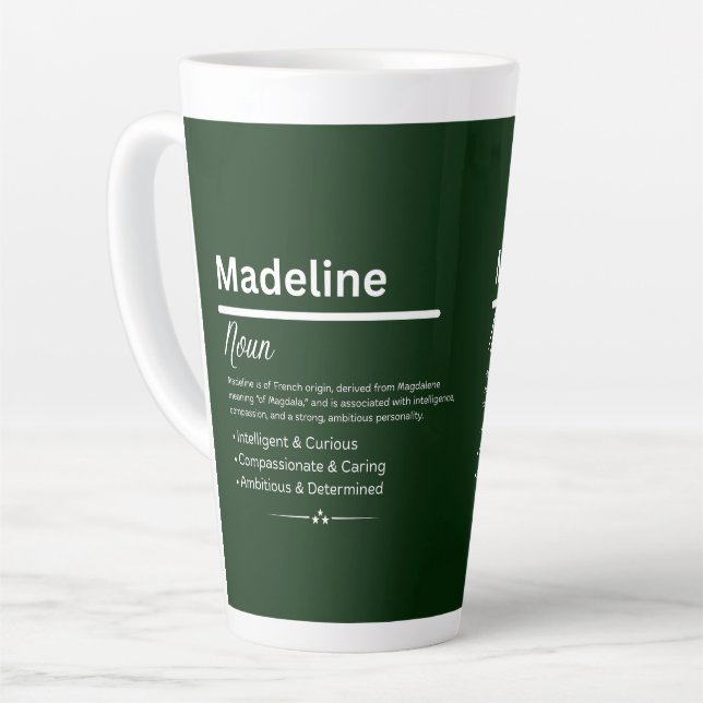 Madeline Personalisierter Mädchenname Milchtasse (Linke Ecke)