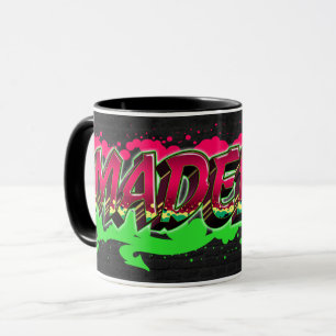 Madeline Vorname Name Graffiti red green Tasse
