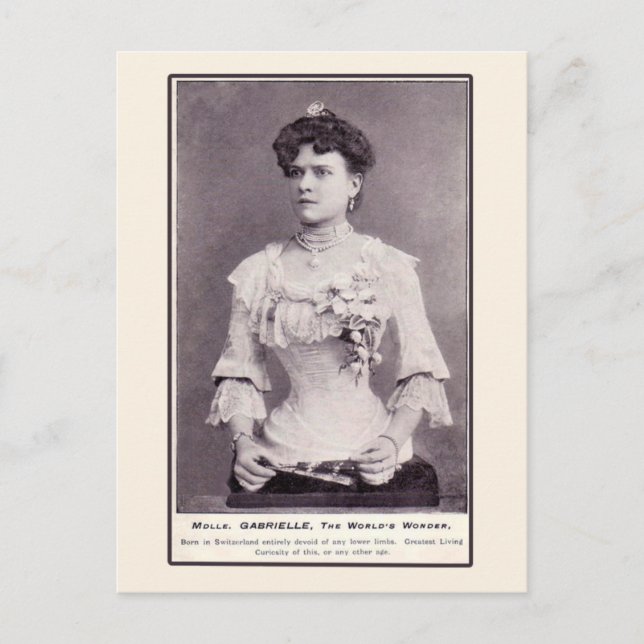 Mademoiselle Gabrielle The Half Woman, auf Karten (Vorderseite)
