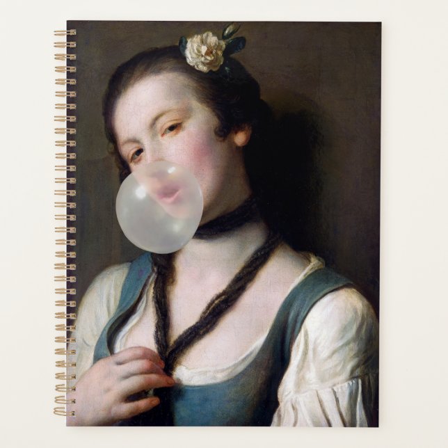 Mademoiselle Sassy soufflant du bubble gum (Devant)