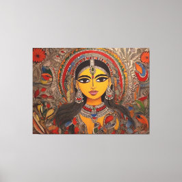 Madhubani Leinwand: Zeitlose Kunst auf Stretched P Leinwanddruck