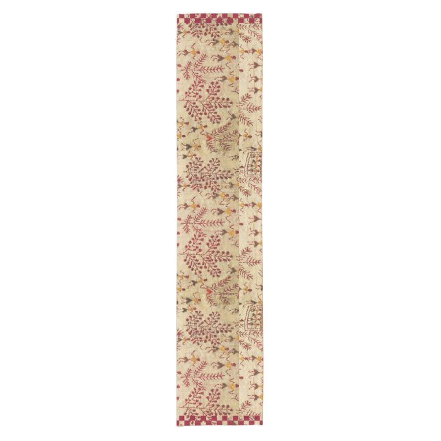 Madhubani-Stildruck auf Seidenstruktur Kurzer Tischläufer (Vorderseite)