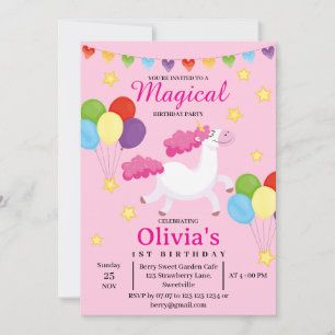 Madical Girls erste Niedliche Rosa Einhorn Geburts Einladung