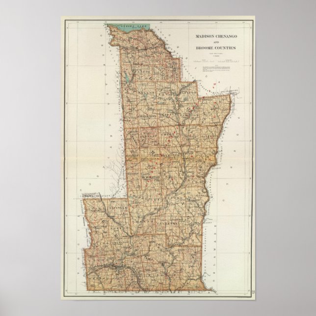 Madison, Chenango, Broome Landkreises Poster (Vorne)