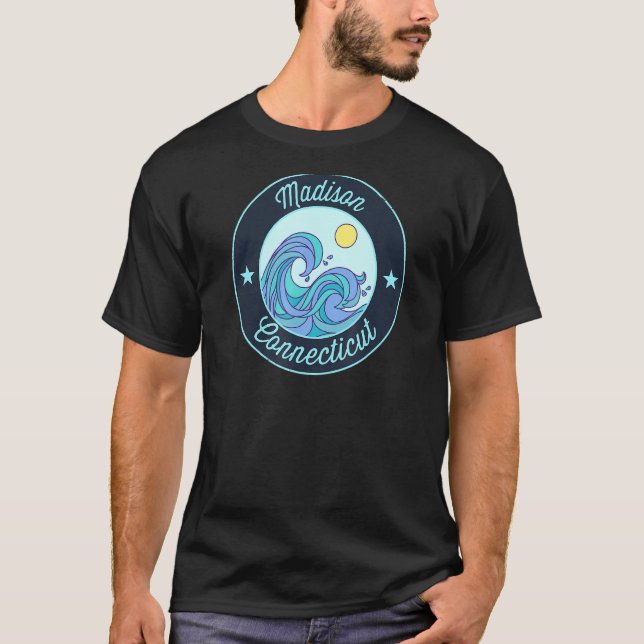 Madison Ct Connecticut Souvenir Nautical Surfer Gr T-Shirt (Vorderseite)