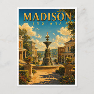 Madison Indiana Broadway Fountain GeoSaga Postkarte