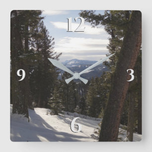 Madison Mountains im Winter in Montana Quadratische Wanduhr