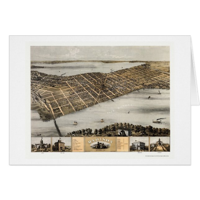 Madison, panoramische Karte WI - 1867 (Vorderseite (Horizontal))