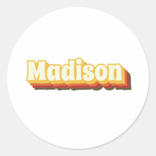 Madison Retro Vintager Text Runder Aufkleber