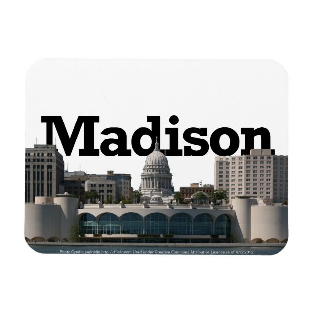Madison WI Skyline mit Madison im Himmel Magnet (Horizontal)
