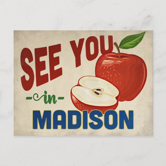 Madison Wisconsin Apple - Vintage Travel Postkarte (Vorderseite)