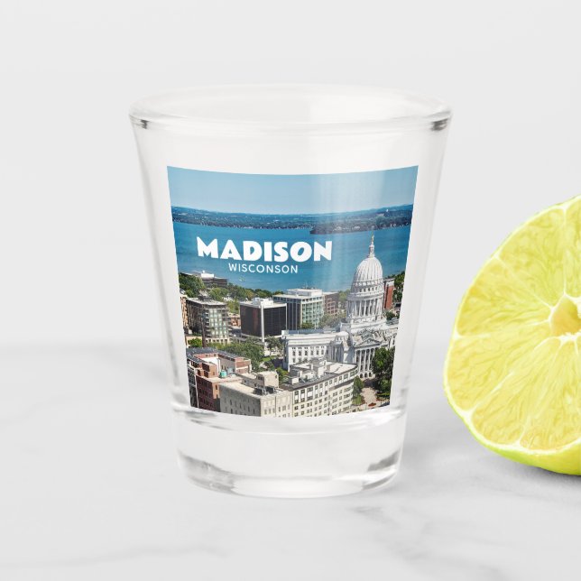Madison, Wisconsin Hauptstadt Foto Schnapsglas (Vorderseite)