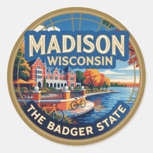 Madison Wisconsin Hauptstadt Seereise  Runder Aufkleber