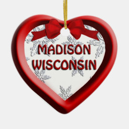 Madison Wisconsin Herz Weihnachtsdekoration Keramikornament