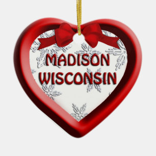 Madison Wisconsin Herz Weihnachtsdekoration Keramikornament