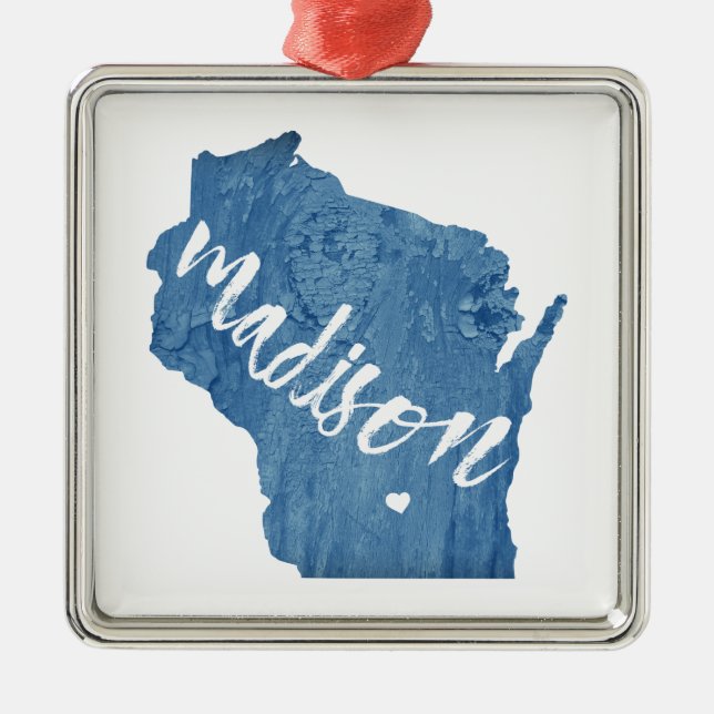 Madison, Wisconsin Holzkörner Ornament Aus Metall (Vorne)