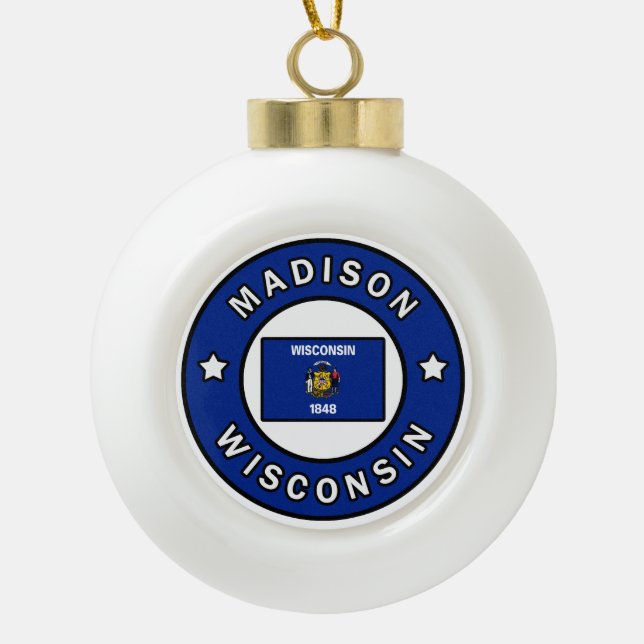 Madison Wisconsin Keramik Kugel-Ornament (Vorderseite)