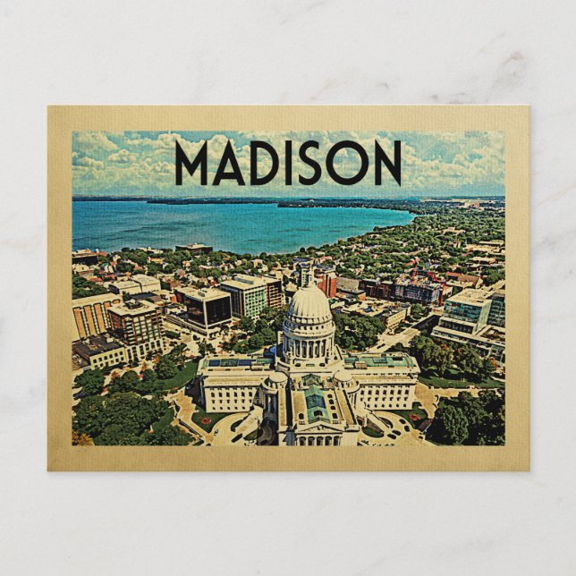 Madison Wisconsin Postcard Vintage Travel Postkarte (Vorderseite)