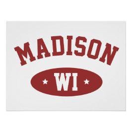 Madison Wisconsin Retro Sporty Typography Wall Art Poster