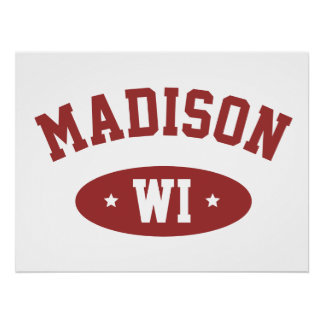 Madison Wisconsin Retro Sporty Typography Wall Art Poster