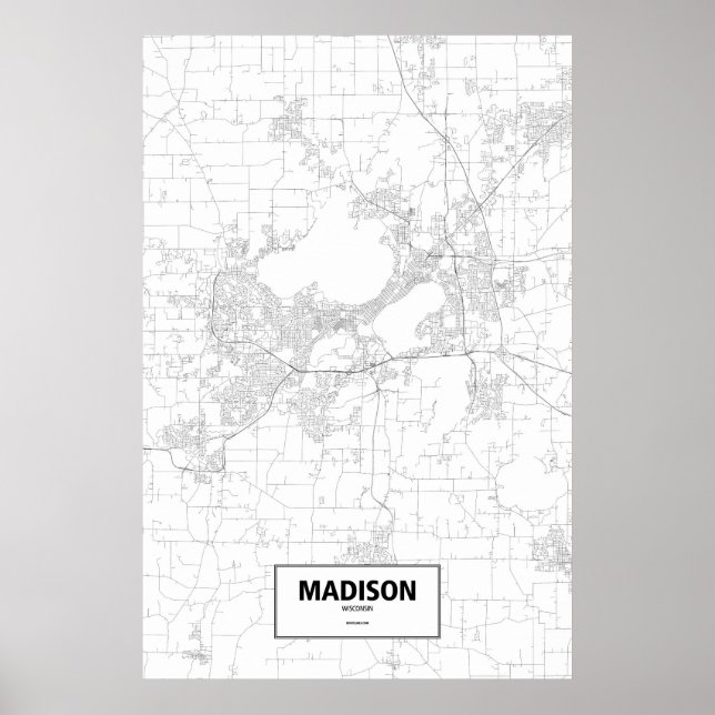 Madison, Wisconsin (schwarz auf weiß) Poster (Vorne)