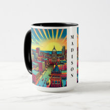 Madison, Wisconsin Skyline bei Sunset