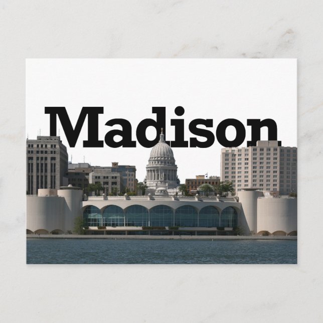 Madison Wisconsin Skyline mit Madison im Himmel Postkarte (Vorderseite)