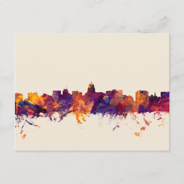 Madison Wisconsin Skyline Postkarte (Vorderseite)