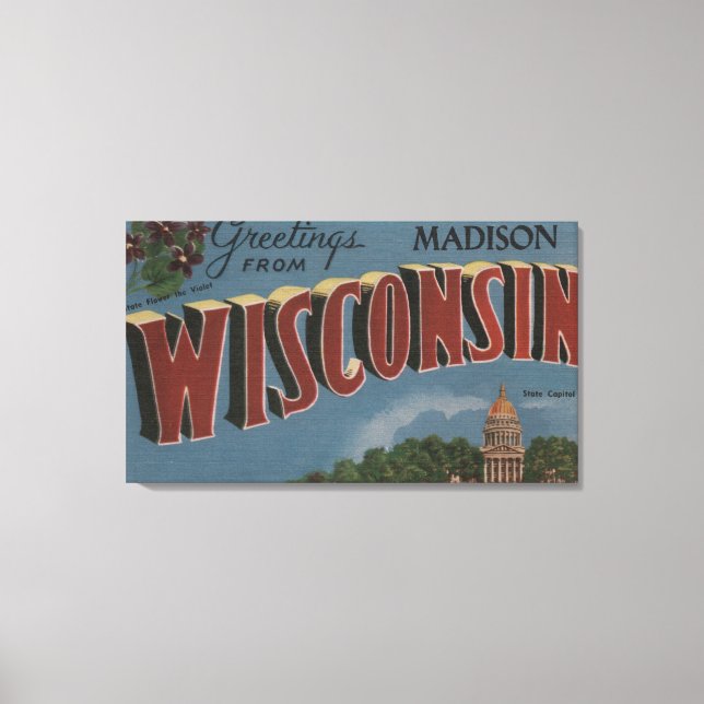 Madison, Wisconsin (Staat Hauptstadt/Blume) Leinwanddruck (Vorderseite)