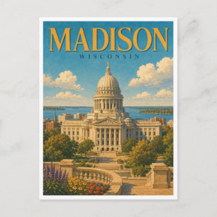 Madison Wisconsin State Capitol GeoSaga Postkarte