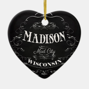 Madison, Wisconsin - Verrückte Stadt Keramikornament