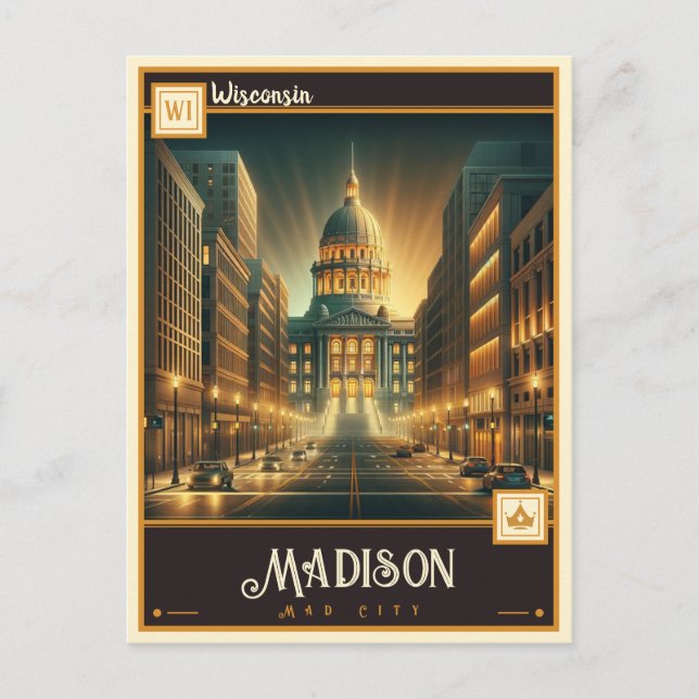 Madison, Wisconsin | VINTAG Postkarte (Vorderseite)