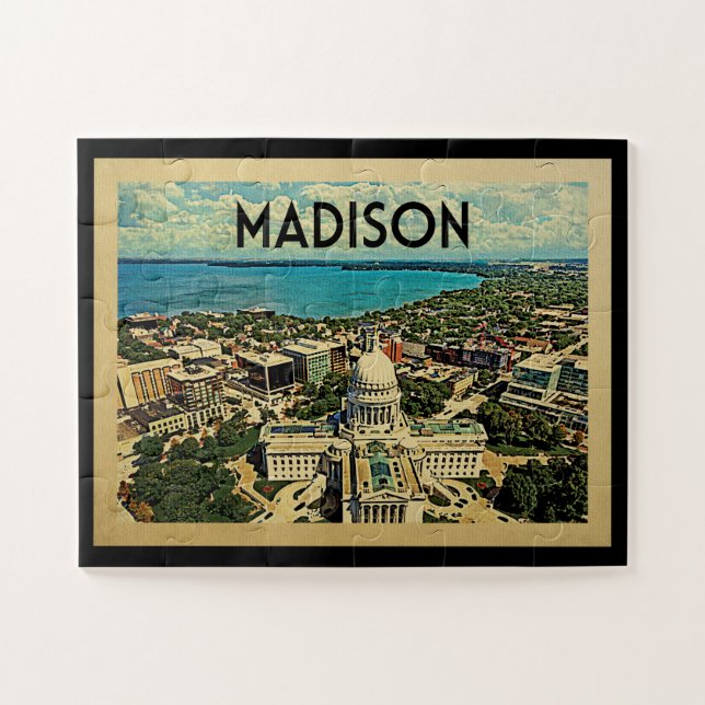 Madison Wisconsin Vintage Travel (Horizontal)