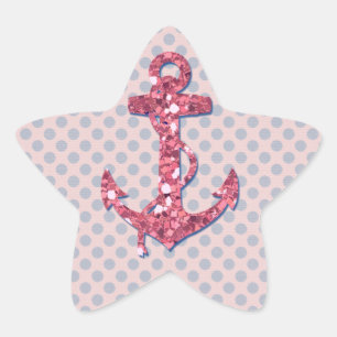 MÄDLICH PINK GLITZER ANCHOR DOTS PATTERN  Stern-Aufkleber