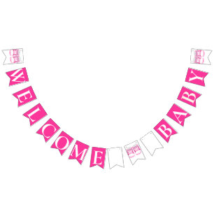 MÄDLICH PINK "Welcome Baby" BABY DUSCHE Wimpelkette