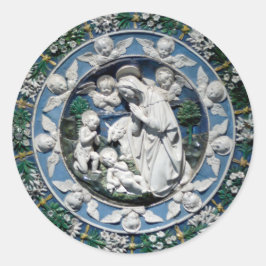 Madonna Adoring by Della Robbia Runder Aufkleber