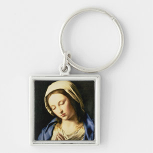 Madonna am Gebet (Öl auf Leinwand) Schlüsselanhänger