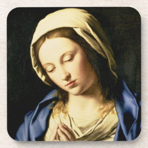 Madonna am Gebet (Öl auf Leinwand) Untersetzer