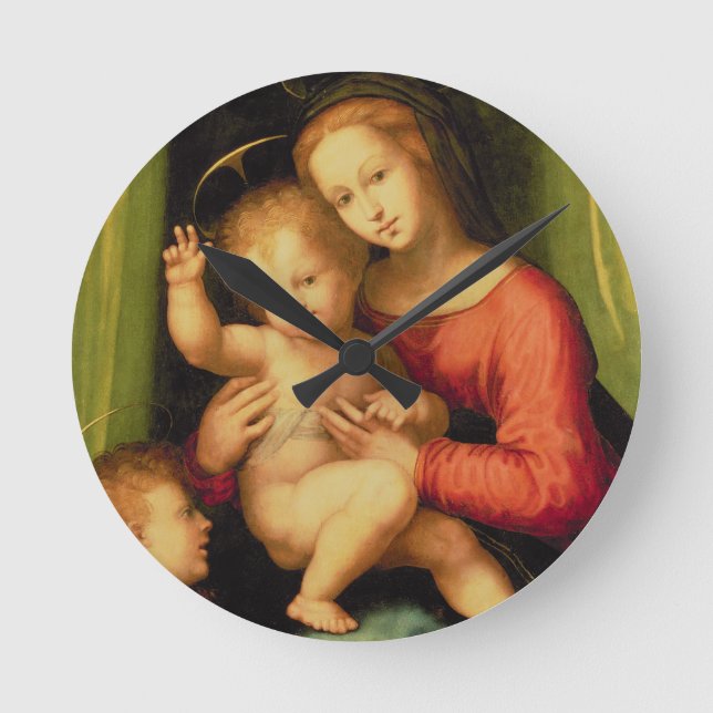 Madonna and Child with St. John Runde Wanduhr (Vorderseite)