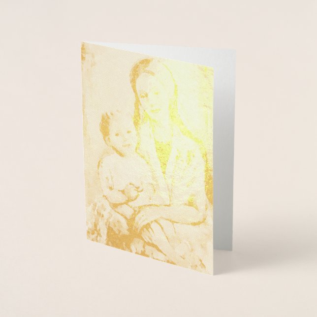 Madonna avec Carte de voeux en feuille d'or Enfant (Devant)