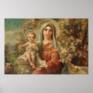 Madonna avec enfant par Hans Zatzka - poster