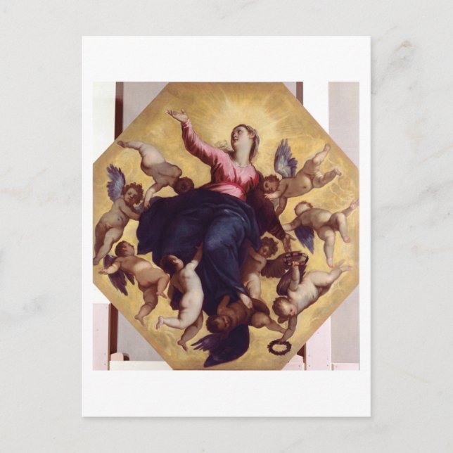 Madonna Carried by Angels (Deckenfresko) Postkarte (Vorderseite)