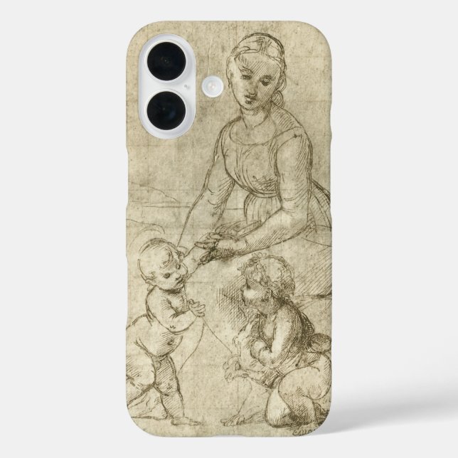 Madonna, Christus und Johannes Baptist von Rapahel iPhone 16 Hülle (Rückseite)
