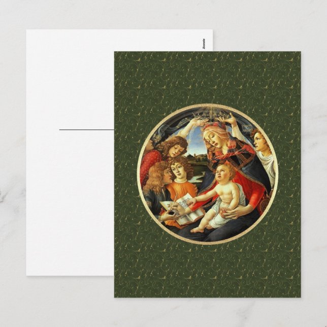 Madonna de Botticelli. Carte postale de Noël Art (Devant / Derrière)