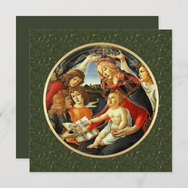 Madonna de Botticelli. Cartes de Noël religieuses (Devant / Derrière)