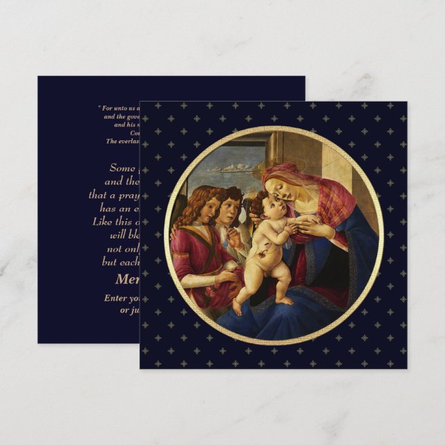 Madonna de Botticelli. Cartes de Noël religieuses (Devant / Derrière)