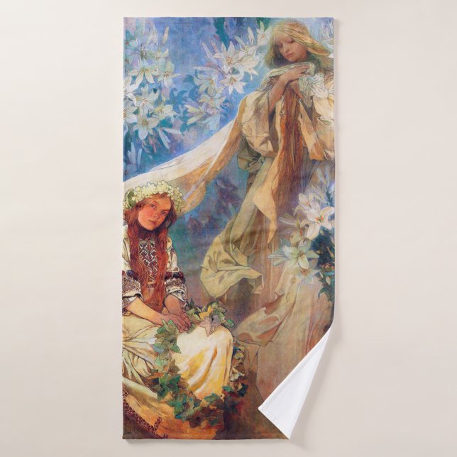 Madonna de la Lily, Mucha (Serviette de bain)